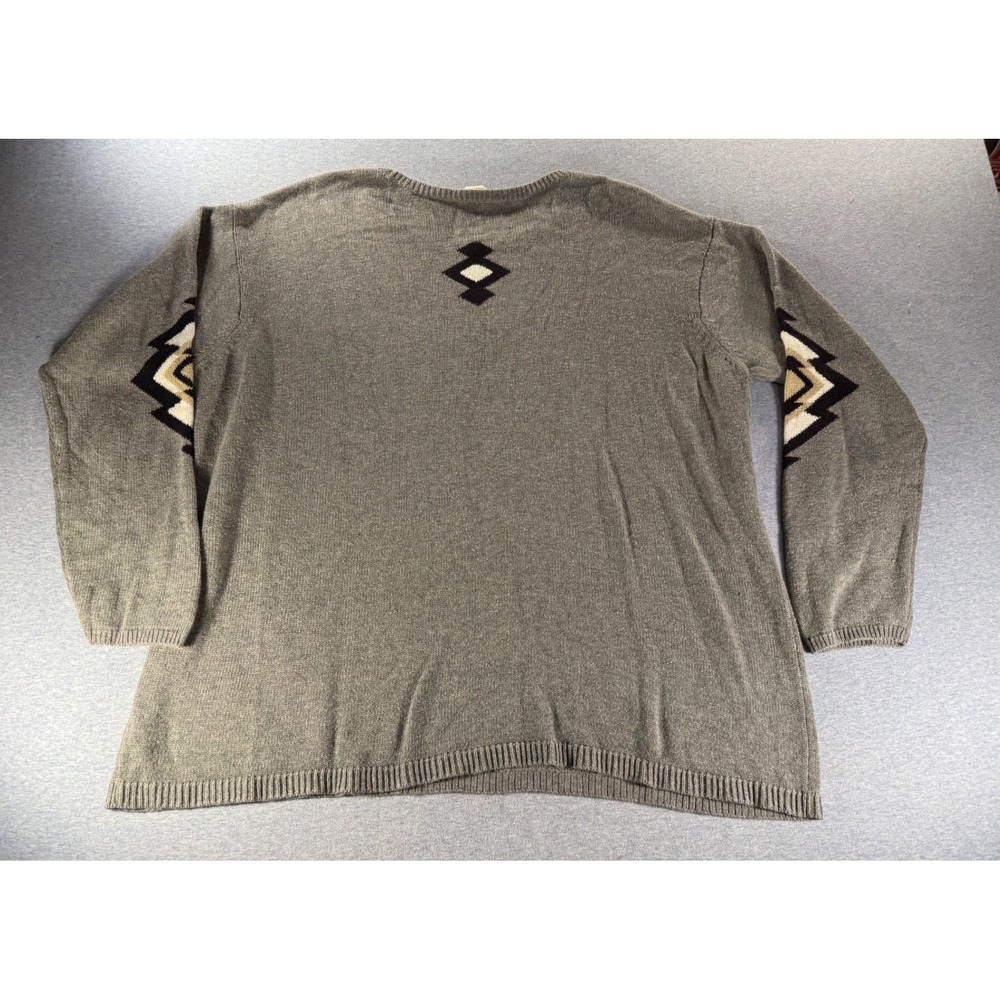 Coldwater Creek Gray Geometric Intarsia Knit Sweater Womens 1X Cotton Blend - Picture 2 of 7